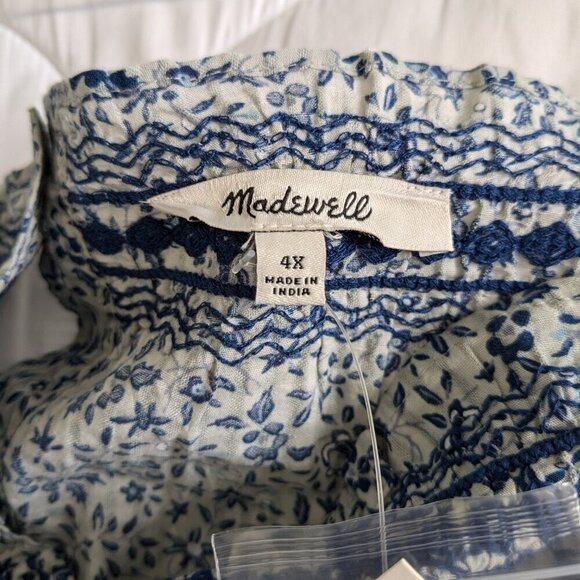 Madewell Jeanette Florentine Floral Top Size 4X Cropped Puff-Sleeve Cotton NWT - Picture 4 of 15